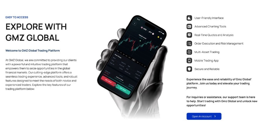 Plateforme de trading en ligne du courtier GMZ Global