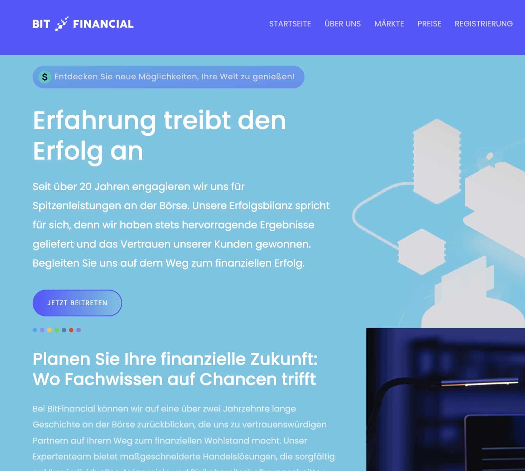 BitFinancial bietet individuellen Support durch erfahrene Trader
