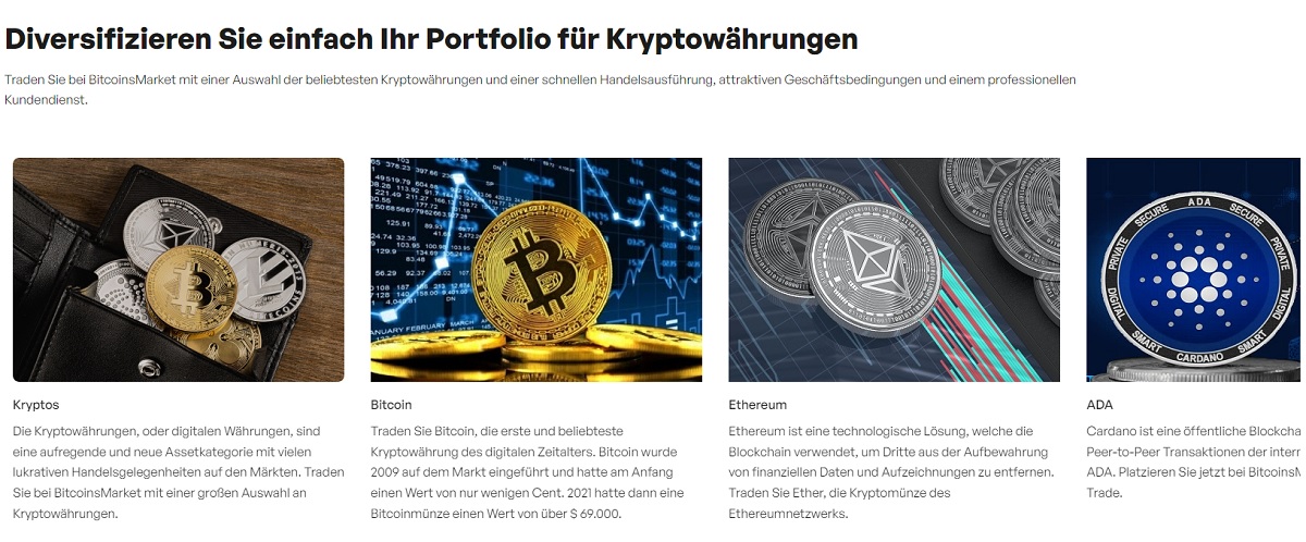 Bitcoins Market Handel mit Produkten