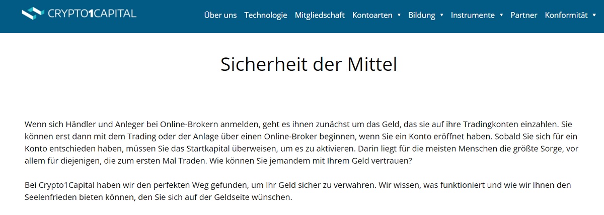 Crypto1Capital Bieten sie ausreichende Sicherheit?