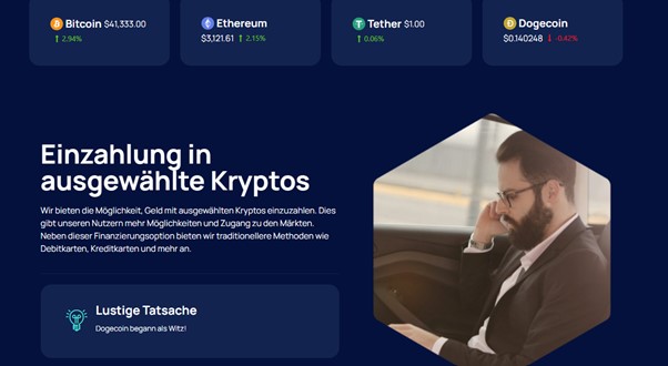 Einzahlung in ausgewählte Kryptos