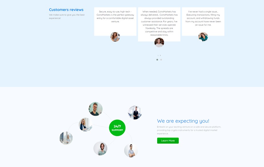 CoinsMarkets advantages
