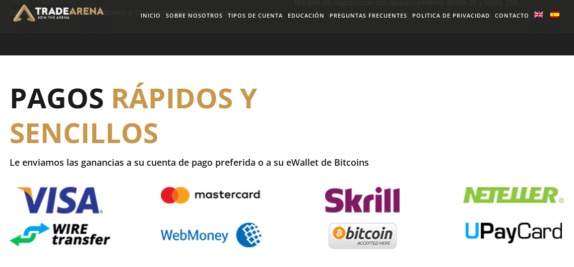 Trade Arena Payment Options