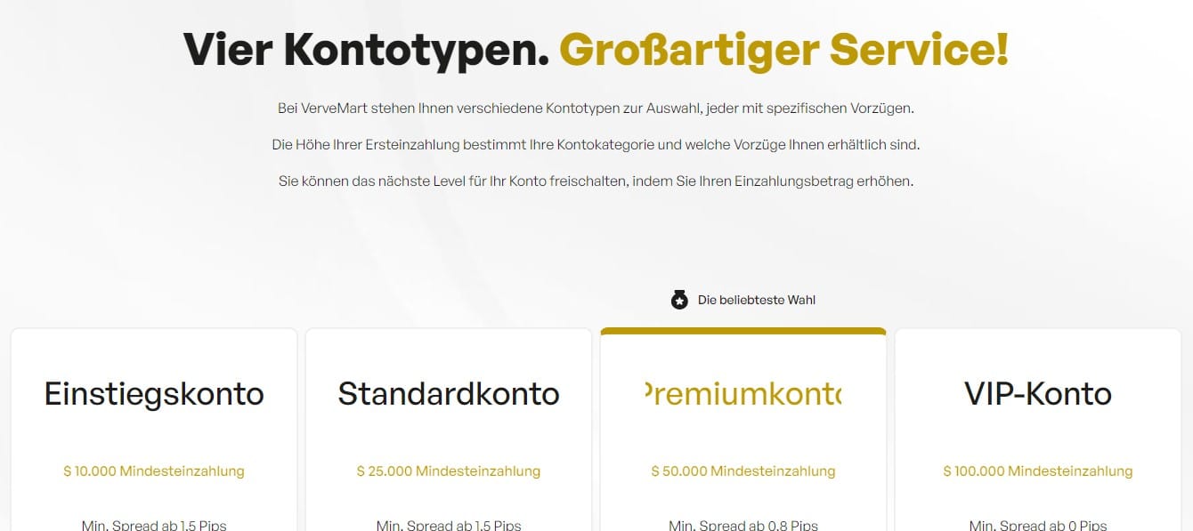 VerveMart Kontotypen