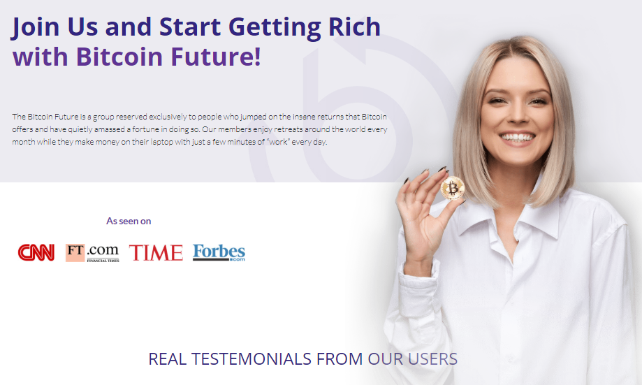 Bitcoin future website screenshot