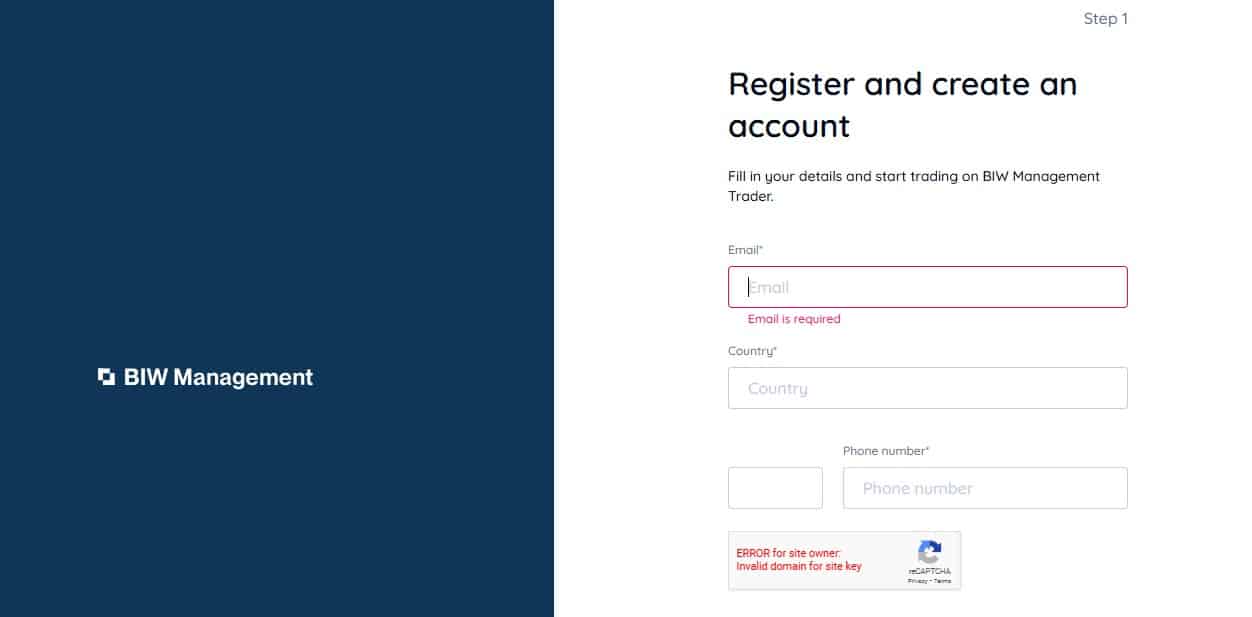 BIW Management Regitration Page