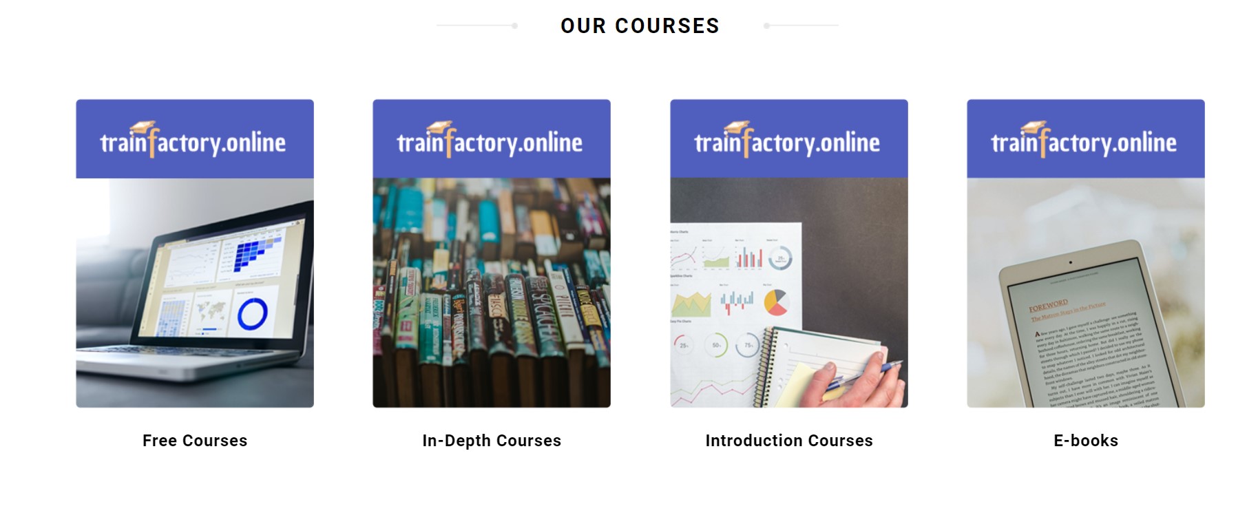 Different topics offered by TrainFactory