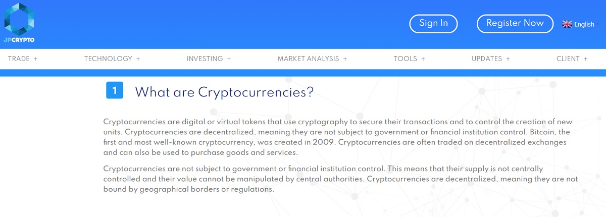 JP Crypto cryptocurrency trading