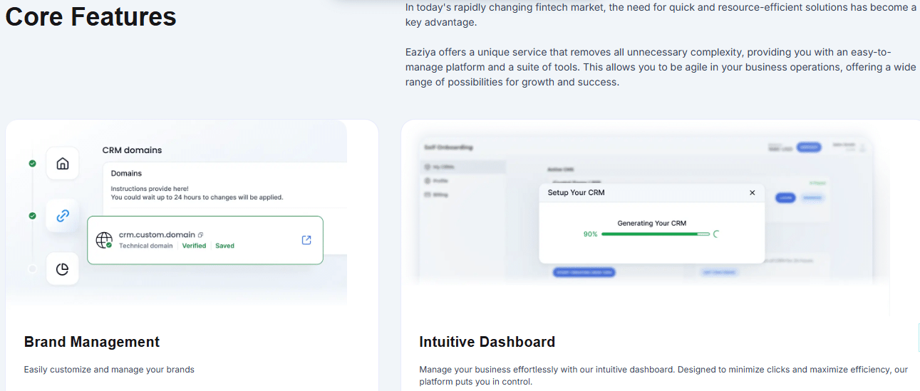 Eaziya core features
