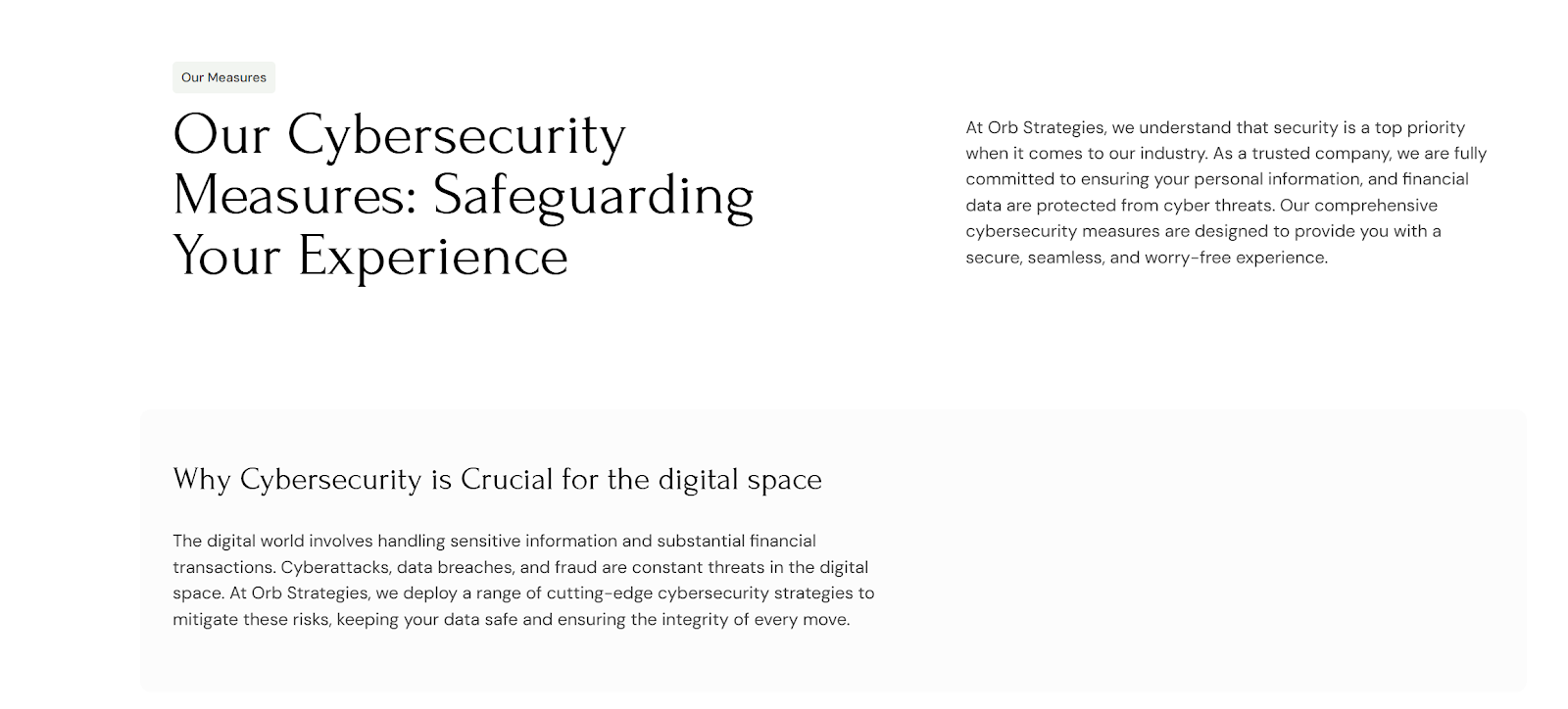 Orb Strategies cybersecurity and data protection overview