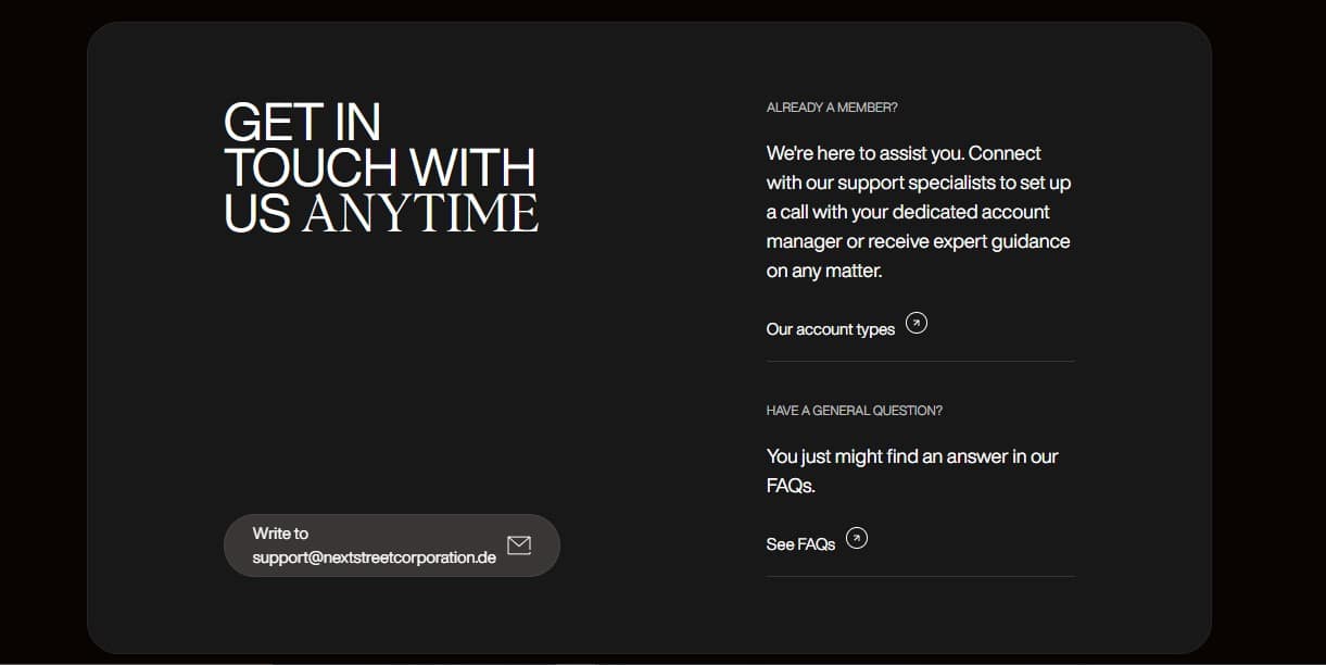 Next Street Corporation Customer Support