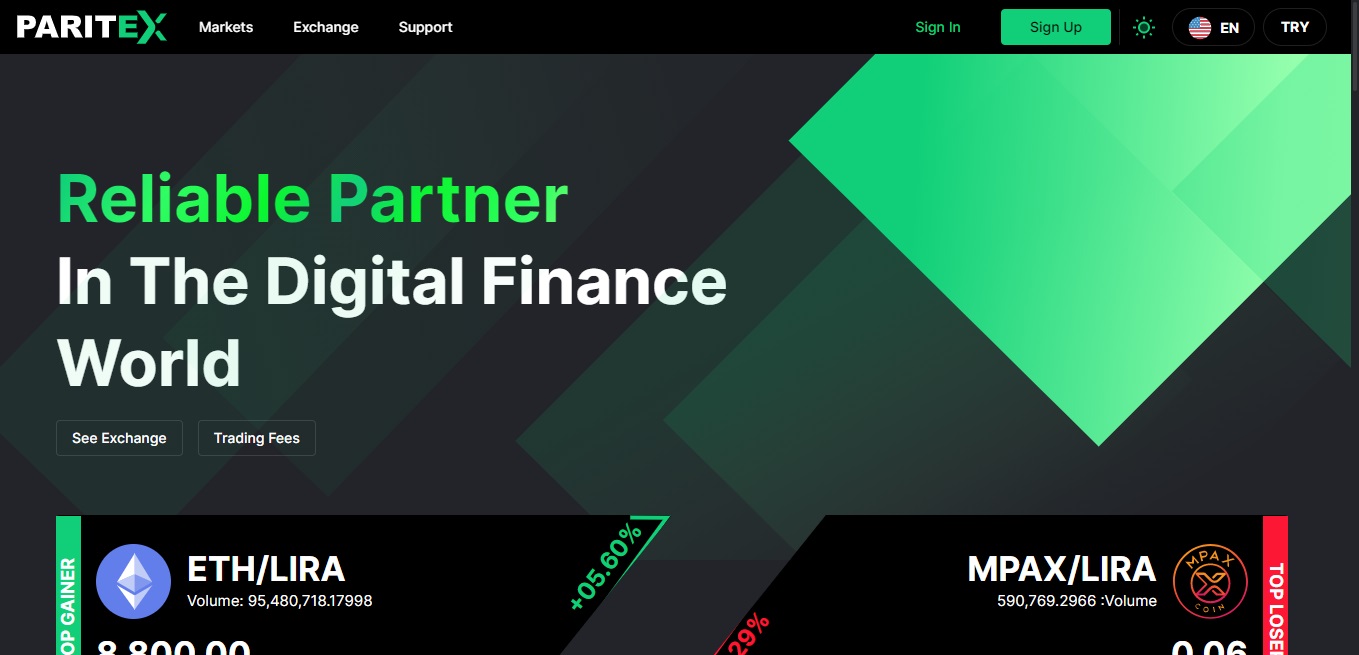 Paritex website screenshot