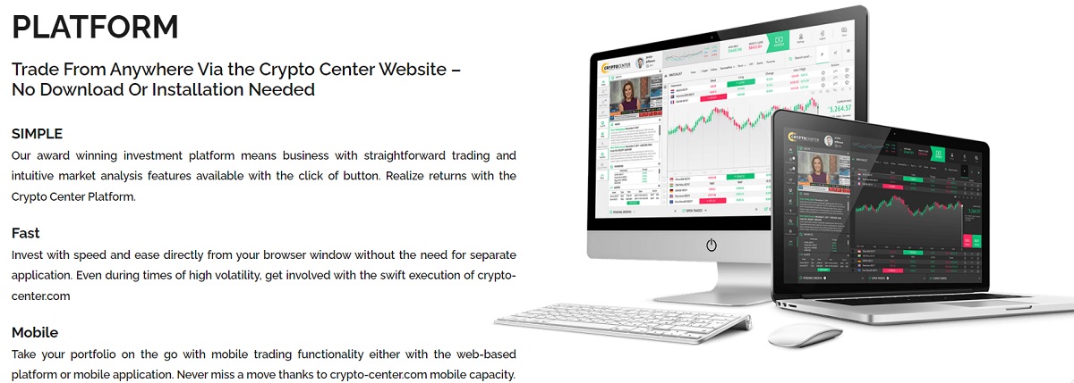 Qué plataforma comercial ofrece Crypto Center