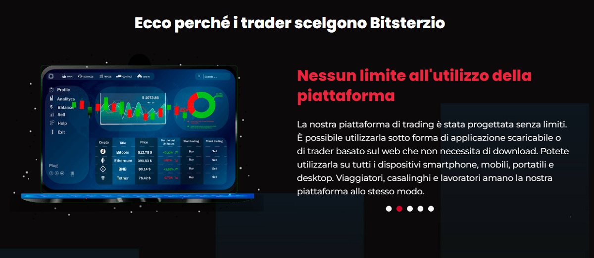 Bitsterzio Piattaforma di trading e condizioni flessibili