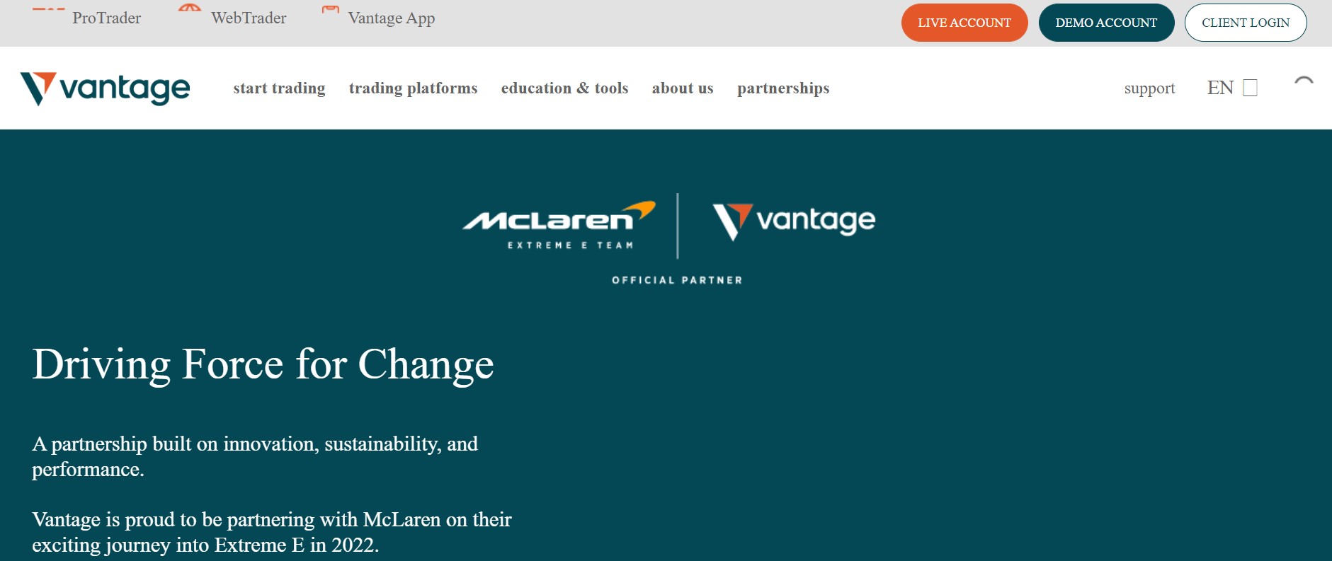 Vantage FX website