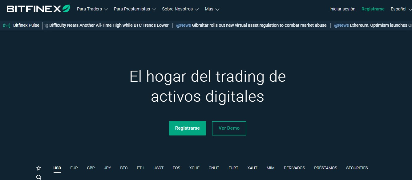 Bitfinex website