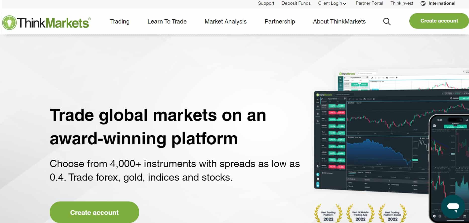 ThinkMarkets website